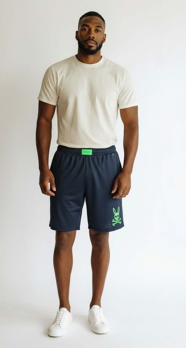 Psycho Bunny Mesh Athletic Shorts Navy Blue Sz L